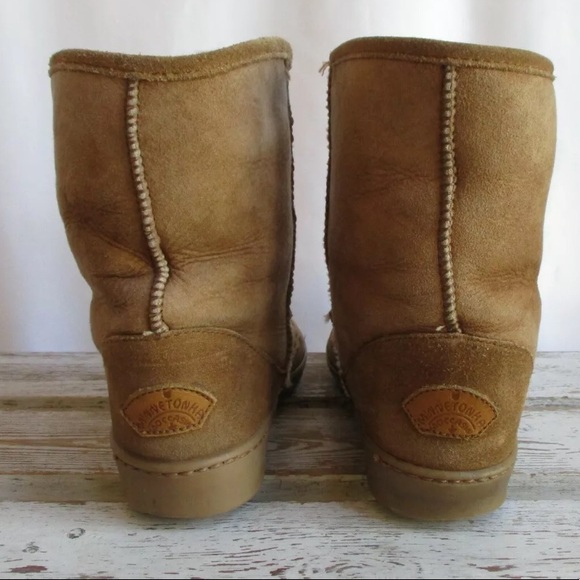 Minnetonka shearling fur suede tan boot not ugg - Picture 3 of 7